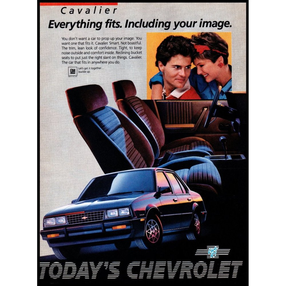 1985 Chevy Cavalier Sedan Fits Everything Including Your Image Vintage Print Ad